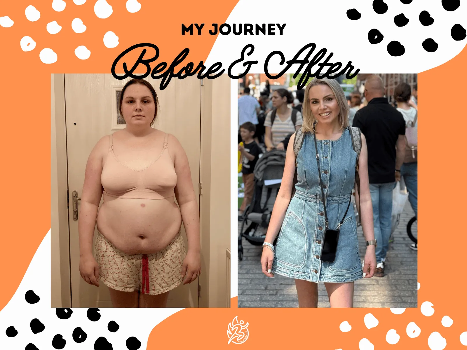 Sophie before and after her 7-stone transformation